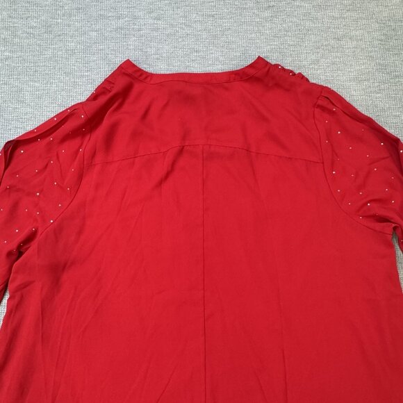 Catherines Womens Red Silver Studs 2 Pcs Top Peep Sleeves Inner Tank Size 18/20W - Picture 16 of 16
